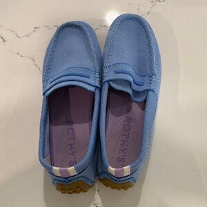 Rothy's Sky Blue Loafers with Purple Insole